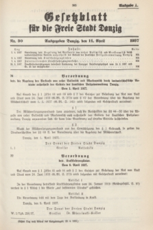 Gesetzblatt für die Freie Stadt Danzig.1937, Nr. 30 (14 April) - Ausgabe A