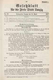 Gesetzblatt für die Freie Stadt Danzig.1937, Nr. 32 (21 April) - Ausgabe A