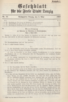 Gesetzblatt für die Freie Stadt Danzig.1937, Nr. 34 (4 Mai) - Ausgabe A