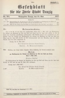 Gesetzblatt für die Freie Stadt Danzig.1937, Nr. 36 a (14 Mai) - Ausgabe A
