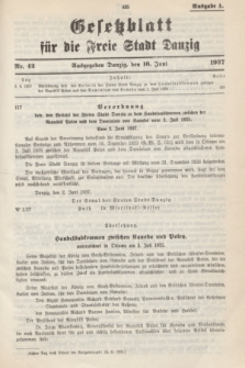 Gesetzblatt für die Freie Stadt Danzig.1937, Nr. 42 (16 Juni) - Ausgabe A
