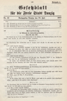 Gesetzblatt für die Freie Stadt Danzig.1937, Nr. 49 (28 Juli) - Ausgabe A