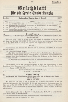 Gesetzblatt für die Freie Stadt Danzig.1937, Nr. 50 (4 August) - Ausgabe A