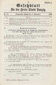 Gesetzblatt für die Freie Stadt Danzig.1937, Nr. 55 (2 September) - Ausgabe A