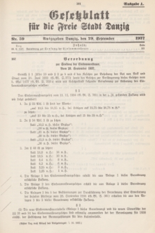 Gesetzblatt für die Freie Stadt Danzig.1937, Nr. 59 (29 September) - Ausgabe A