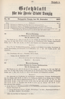Gesetzblatt für die Freie Stadt Danzig.1937, Nr. 60 (29 September) - Ausgabe A