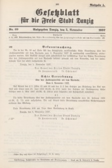 Gesetzblatt für die Freie Stadt Danzig.1937, Nr. 69 (5 November) - Ausgabe A