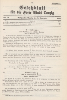 Gesetzblatt für die Freie Stadt Danzig.1937, Nr. 70 (8 November) - Ausgabe A