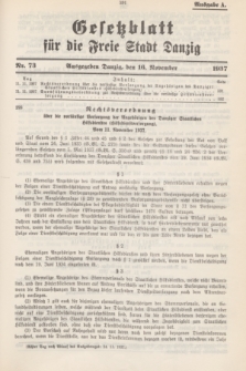 Gesetzblatt für die Freie Stadt Danzig.1937, Nr. 73 (16 November) - Ausgabe A