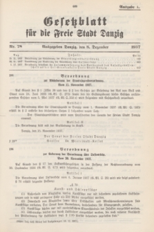 Gesetzblatt für die Freie Stadt Danzig.1937, Nr. 78 (8 Dezember) - Ausgabe A