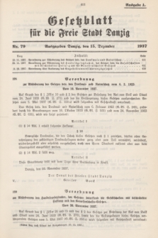 Gesetzblatt für die Freie Stadt Danzig.1937, Nr. 79 (15 Dezember) - Ausgabe A