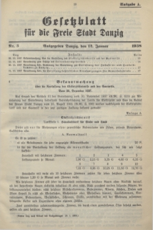 Gesetzblatt für die Freie Stadt Danzig.1938, Nr. 3 (12 Januar) - Ausgabe A