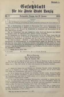 Gesetzblatt für die Freie Stadt Danzig.1938, Nr. 6 (19 Januar) - Ausgabe A