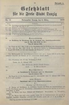 Gesetzblatt für die Freie Stadt Danzig.1938, Nr. 14 (9 März) - Ausgabe A