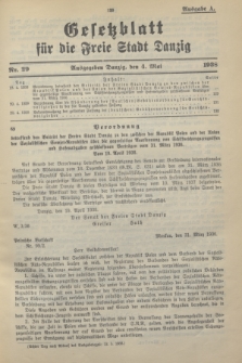 Gesetzblatt für die Freie Stadt Danzig.1938, Nr. 29 (4 Mai) - Ausgabe A