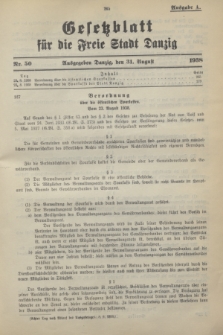 Gesetzblatt für die Freie Stadt Danzig.1938, Nr. 50 (31 August) - Ausgabe A