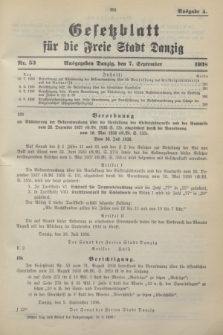 Gesetzblatt für die Freie Stadt Danzig.1938, Nr. 53 (7 September) - Ausgabe A