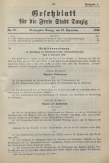 Gesetzblatt für die Freie Stadt Danzig.1938, Nr. 55 (12 September) - Ausgabe A