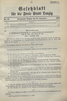 Gesetzblatt für die Freie Stadt Danzig.1938, Nr. 56 (13 September) - Ausgabe A