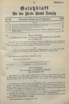 Gesetzblatt für die Freie Stadt Danzig.1938, Nr. 60 (21 September) - Ausgabe A