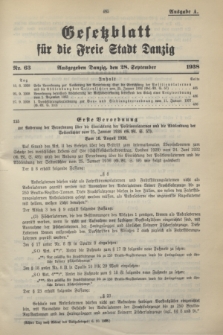 Gesetzblatt für die Freie Stadt Danzig.1938, Nr. 63 (28 September) - Ausgabe A