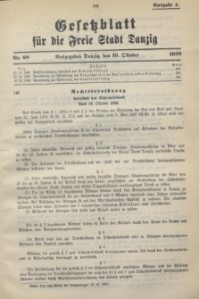 Gesetzblatt für die Freie Stadt Danzig.1938, Nr. 68 (19 Oktober) - Ausgabe A