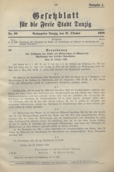 Gesetzblatt für die Freie Stadt Danzig.1938, Nr. 69 (21 Oktober) - Ausgabe A