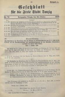 Gesetzblatt für die Freie Stadt Danzig.1938, Nr. 70 (26 Oktober) - Ausgabe A