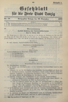 Gesetzblatt für die Freie Stadt Danzig.1938, Nr. 79 (29 November) - Ausgabe A