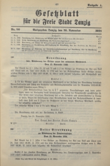 Gesetzblatt für die Freie Stadt Danzig.1938, Nr. 80 (30 November) - Ausgabe A