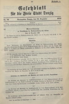 Gesetzblatt für die Freie Stadt Danzig.1938, Nr. 86 (24 Dezember) - Ausgabe A