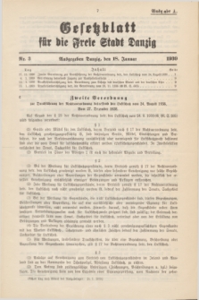 Gesetzblatt für die Freie Stadt Danzig.1939, Nr. 3 (18 Januar) - Ausgabe A