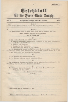 Gesetzblatt für die Freie Stadt Danzig.1939, Nr. 4 (30 Januar) - Ausgabe A