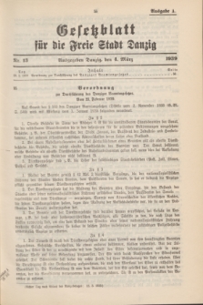 Gesetzblatt für die Freie Stadt Danzig.1939, Nr. 13 (4 März) - Ausgabe A