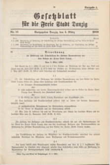 Gesetzblatt für die Freie Stadt Danzig.1939, Nr. 14 (4 März) - Ausgabe A