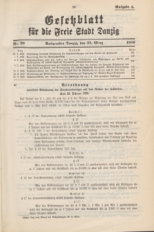 Gesetzblatt für die Freie Stadt Danzig.1939, Nr. 20 (22 März) - Ausgabe A