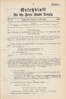Gesetzblatt für die Freie Stadt Danzig.1939, Nr. 24 (30 März) - Ausgabe A