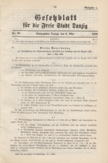 Gesetzblatt für die Freie Stadt Danzig.1939, Nr. 39 (6 Mai) - Ausgabe A