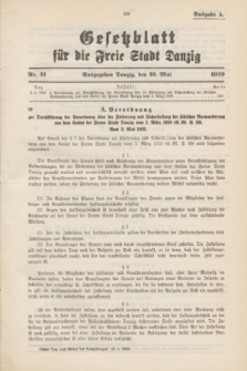 Gesetzblatt für die Freie Stadt Danzig.1939, Nr. 41 (10 Mai) - Ausgabe A