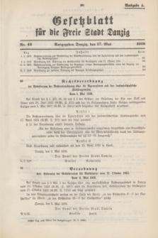 Gesetzblatt für die Freie Stadt Danzig.1939, Nr. 42 (17 Mai) - Ausgabe A