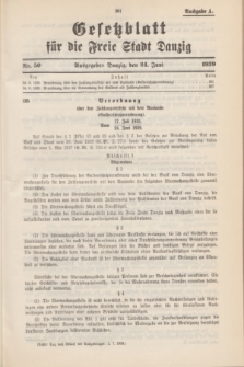Gesetzblatt für die Freie Stadt Danzig.1939, Nr. 50 (24 Juni) - Ausgabe A