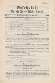 Gesetzblatt für die Freie Stadt Danzig.1939, Nr. 51 (28 Juni) - Ausgabe A