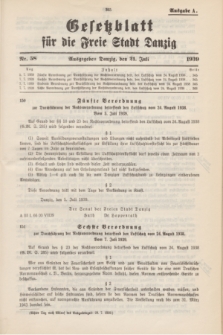 Gesetzblatt für die Freie Stadt Danzig.1939, Nr. 58 (21 Juli) - Ausgabe A