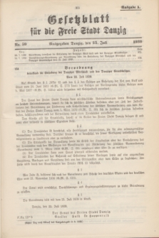 Gesetzblatt für die Freie Stadt Danzig.1939, Nr. 59 (25 Juli) - Ausgabe A