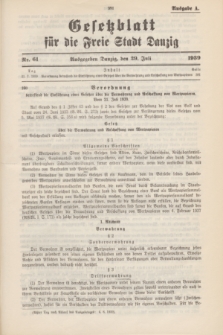 Gesetzblatt für die Freie Stadt Danzig.1939, Nr. 61 (29 Juli) - Ausgabe A