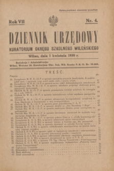Dziennik Urzędowy Kuratorjum Okręgu Szkolnego Wileńskiego. R.7, nr 4 (1 kwietnia 1930)