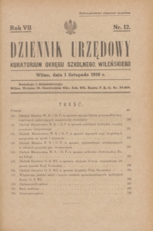 Dziennik Urzędowy Kuratorjum Okręgu Szkolnego Wileńskiego. R.7, nr 12 (1 listopada 1930)