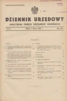 Dziennik Urzędowy Kuratorjum Okręgu Szkolnego Wileńskiego. R.14, nr 3 (1 marca 1937)