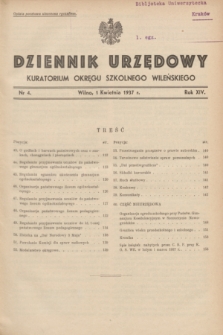 Dziennik Urzędowy Kuratorjum Okręgu Szkolnego Wileńskiego. R.14, nr 4 (1 kwietnia 1937)