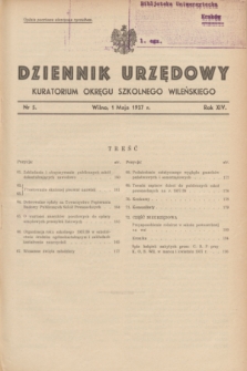 Dziennik Urzędowy Kuratorjum Okręgu Szkolnego Wileńskiego. R.14, nr 5 (1 maja 1937)